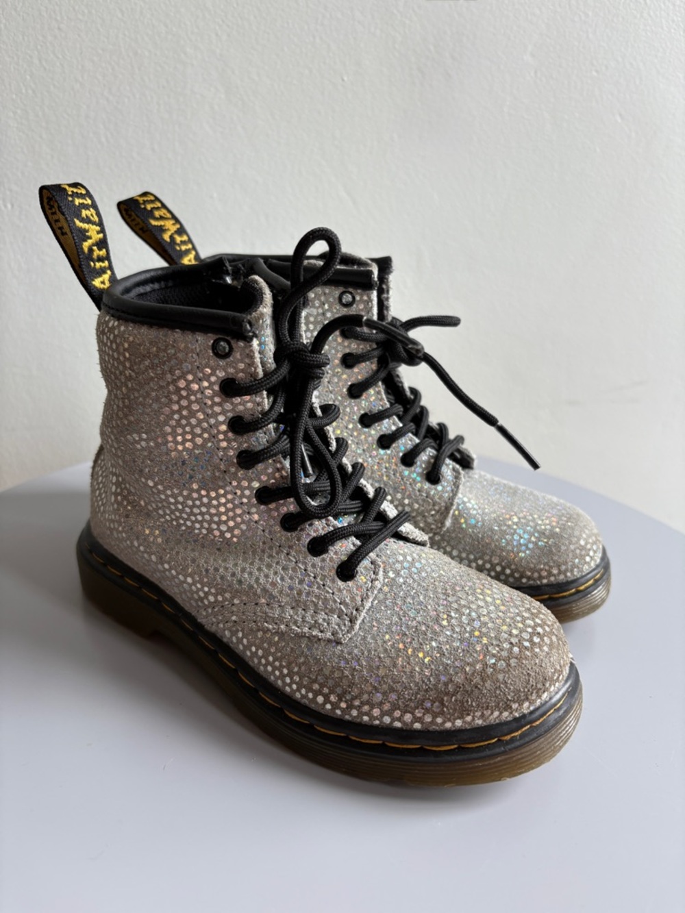 Dr Marten’s Boots, Silver Sparkles. Toddler Size 10